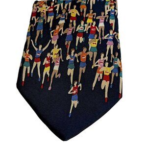 Alynn Neckwear "Marathon" Navy Multicolored Silk Classic Tie Made In USA